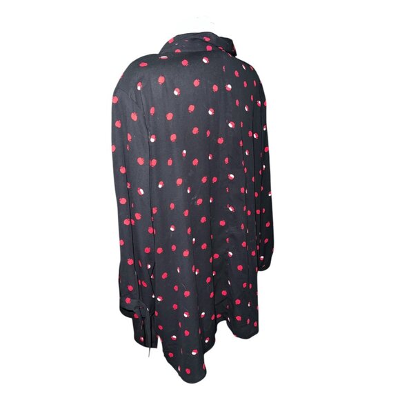 Catherines Womens Black Button-Down Shirt Size 3XL Red Apple Print Relaxed Fit 1 - Picture 9 of 12